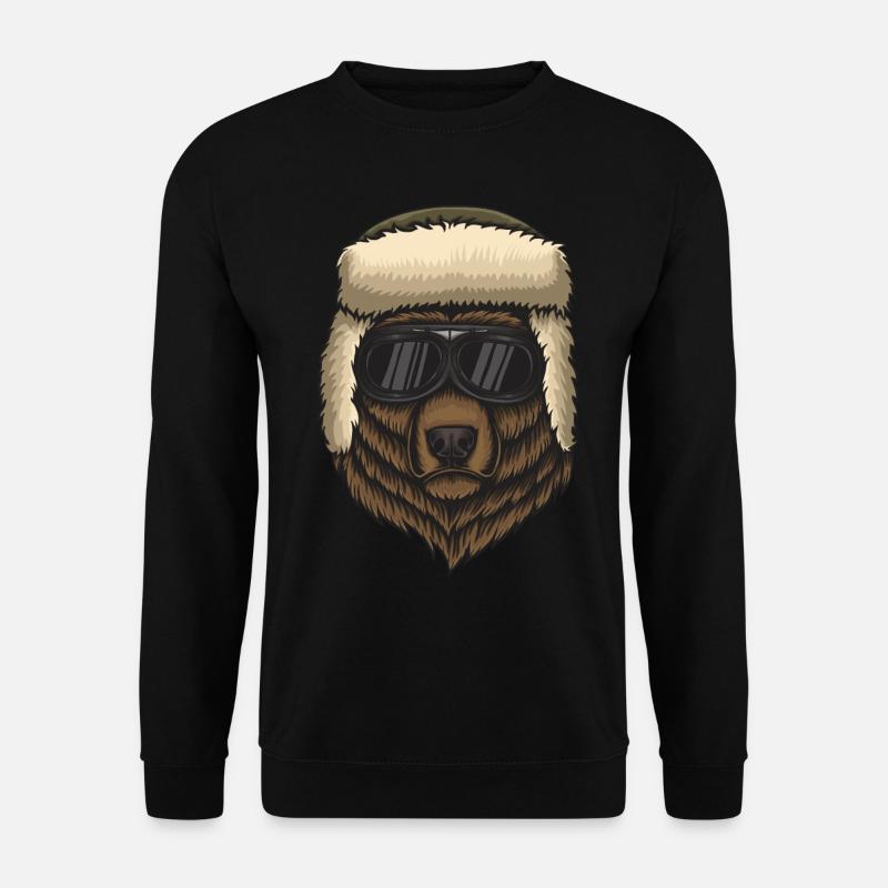 Bär mit Sonnenbrille - Unisex Pullover - Schwarz