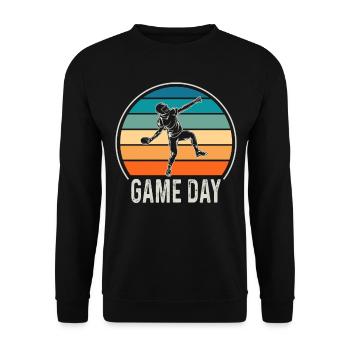 Game Day American Football USA Sport Geschenk - Unisex Pullover - Schwarz - Vorne - Alina (178cm) & Michal (187cm)