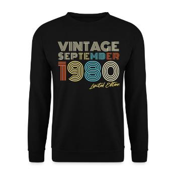 Vintage Im September 1980 Geschenkidee - Unisex Pullover - Schwarz - Vorne - Alina (178cm) & Michal (187cm)