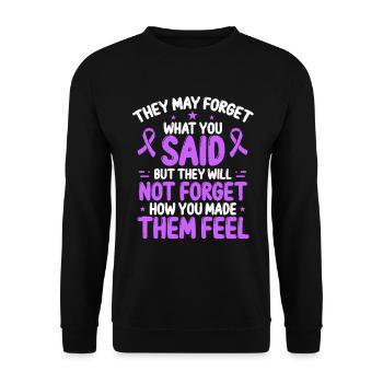 Alzheimer's Awareness Ribbon Dementia Awareness - Unisex Sweatshirt - black - Front - Alina (178cm) & Michal (187cm)