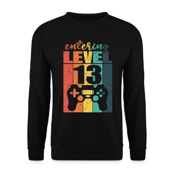 Level 13 Gaming Controller 13th Birthday - Unisex Sweatshirt - black - Front - Alina (178cm) & Michal (187cm)