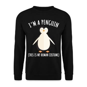 Costume de pingouin motif pingouin I’m a Penguin - Sweat-shirt Unisexe - noir - Devant - Alina (178cm) & Michal (187cm)
