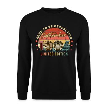 Vintage 1984 In September Gift - Unisex Sweatshirt - black - Front - Alina (178cm) & Michal (187cm)