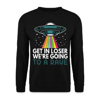 Rave Alien Ufo Cooler Raven Saying - Unisex Sweatshirt - black - Front - Alina (178cm) & Michal (187cm)