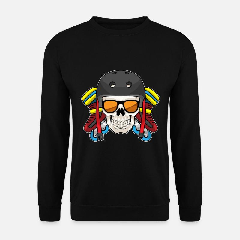 Skull with sunglasses & inline skates - Unisex Sweatshirt - black
