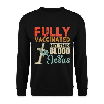 Vaccination fully vaccinated by the blood of Jesus - Unisex Sweatshirt - black - Front - Alina (178cm) & Michal (187cm)