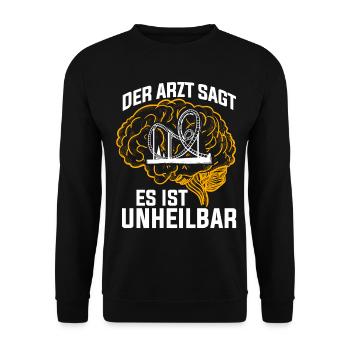 Der Arzt sagt es ist unheilbar Freizeitpark - Unisex Pullover - Schwarz - Vorne - Alina (178cm) & Michal (187cm)