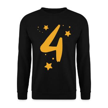 4 Geburtstag 4 Jahre - Unisex Pullover - Schwarz - Vorne - Alina (178cm) & Michal (187cm)