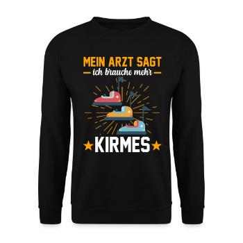 Mein Arzt sagt ich brauche mehr Kirmes - Unisex Pullover - Schwarz - Vorne - Alina (178cm) & Michal (187cm)