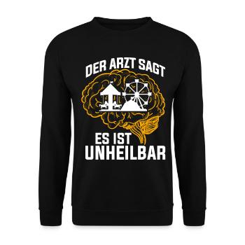 Der Arzt sagt es ist unheilbar Kirmes - Unisex Pullover - Schwarz - Vorne - Alina (178cm) & Michal (187cm)