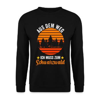Aus dem Weg ich muss zum Schwarzwald - Unisex Pullover - Schwarz - Vorne - Alina (178cm) & Michal (187cm)