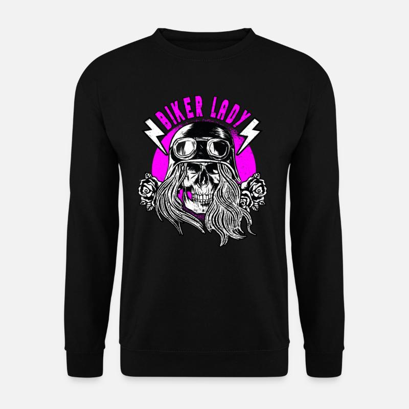 Biker Lady Motorcycle Skull Queen Motorrad Bike - Unisex Pullover - Schwarz