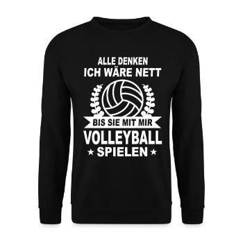 Beachvolleyball Volleyball Volleyballer - Unisex Pullover - Schwarz - Vorne - Alina (178cm) & Michal (187cm)