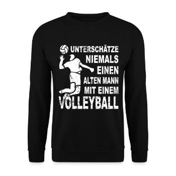 Beachvolleyball Alter Mann Volleyball Opa - Unisex Pullover - Schwarz - Vorne - Alina (178cm) & Michal (187cm)