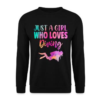 Scuba Diver Watercolor Just A Girl - Unisex Sweatshirt - black - Front - Alina (178cm) & Michal (187cm)