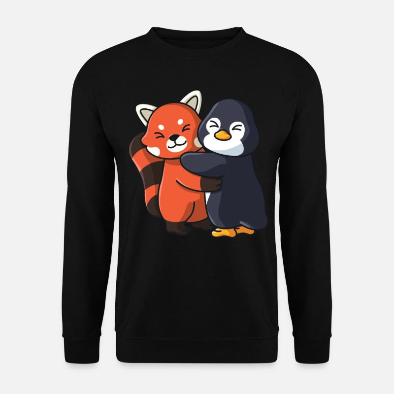 Liebe Pinguin Roter Panda niedliche Tiere knuddeln - Unisex Pullover - Schwarz
