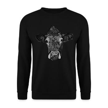Vache Agriculteur Motif animal Visage animal - Sweat-shirt Unisexe - noir - Devant - Alina (178cm) & Michal (187cm)
