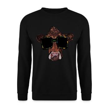 Vache avec lunettes de soleil motif de vache - Sweat-shirt Unisexe - noir - Devant - Alina (178cm) & Michal (187cm)