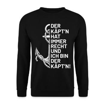 Segeln Kapitän Anker Geschenkidee - Unisex Pullover - Schwarz - Vorne - Alina (178cm) & Michal (187cm)