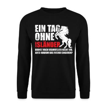 Isländer | Ein Tag ohne Isländer - Unisex Pullover - Schwarz - Vorne - Alina (178cm) & Michal (187cm)