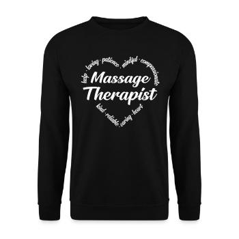 Registered Nurse Heart Word Cloud - Unisex Pullover - Schwarz - Vorne - Alina (178cm) & Michal (187cm)