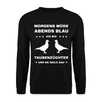 Taubenzüchter Geschenk Taubenliebhaber Tauben - Unisex Pullover - Schwarz - Vorne - Alina (178cm) & Michal (187cm)