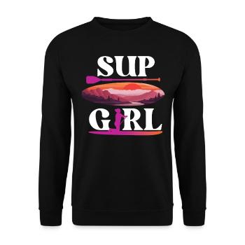 SUP Paddleboard Sunset SUP Girl - Unisex Pullover - Schwarz - Vorne - Alina (178cm) & Michal (187cm)
