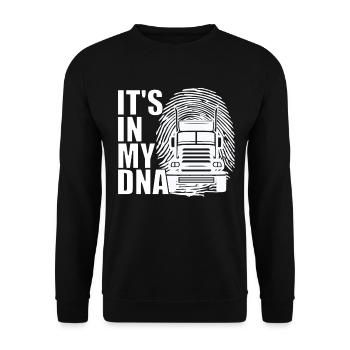 LKW-Fahrer Fernfahrer - It's In My DNA Trucker - Unisex Pullover - Schwarz - Vorne - Alina (178cm) & Michal (187cm)