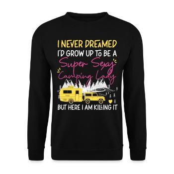 Super Sexy Camping Lady Motorhome - Unisex Pullover - Schwarz - Vorne - Alina (178cm) & Michal (187cm)