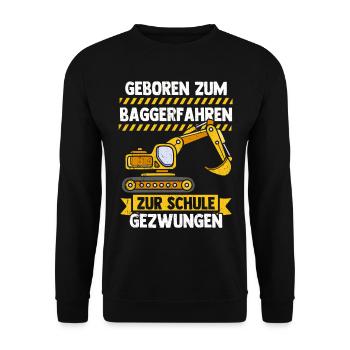 Bagger Tshirt Kinder Straßenbau Bau Bauarbeiter - Unisex Pullover - Schwarz - Vorne - Alina (178cm) & Michal (187cm)
