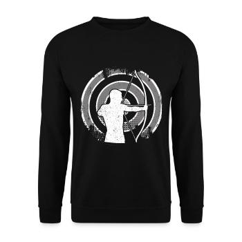 Archery Gift Target Longbow Arrow - Unisex Sweatshirt - black - Front - Alina (178cm) & Michal (187cm)