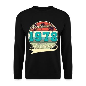 Septembre 1978 Idée de cadeau - Sweat-shirt Unisexe - noir - Devant - Alina (178cm) & Michal (187cm)