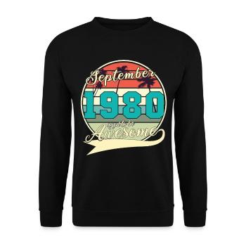 September 1980 Geschenkidee - Unisex Pullover - Schwarz - Vorne - Alina (178cm) & Michal (187cm)