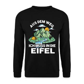 Aus dem Weg ich muss in die Eifel - Unisex Pullover - Schwarz - Vorne - Alina (178cm) & Michal (187cm)