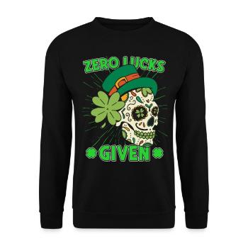 Zero Lucks Given Mardi Gras Skull st patricks day - Unisex Pullover - Schwarz - Vorne - Alina (178cm) & Michal (187cm)