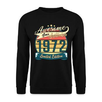 September 1972 Vintage Geschenkidee - Unisex Pullover - Schwarz - Vorne - Alina (178cm) & Michal (187cm)