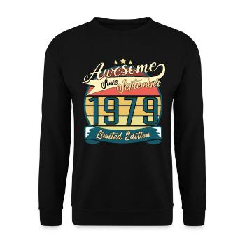 September 1979 Vintage Geschenkidee - Unisex Pullover - Schwarz - Vorne - Alina (178cm) & Michal (187cm)