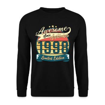 Vintage 1998 September Geschenkidee - Unisex Pullover - Schwarz - Vorne - Alina (178cm) & Michal (187cm)