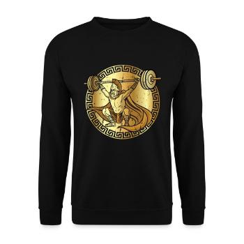 Spartaner Workout Gym Fitness Geschenkidee - Unisex Pullover - Schwarz - Vorne - Alina (178cm) & Michal (187cm)