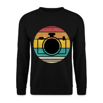 Caméra Rétro Style Photographe PhotosHootings Cadeau - Sweat-shirt Unisexe - noir - Devant - Alina (178cm) & Michal (187cm)