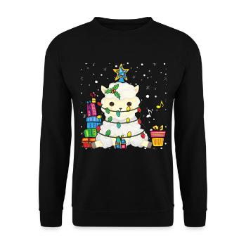 Llama Christmas Tree - Unisex Sweatshirt - black - Front - Alina (178cm) & Michal (187cm)