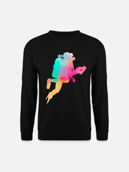 Scuba Diving Watercolor Diver - Unisex Pullover - Schwarz