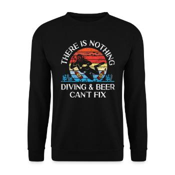 Scuba Diver Retro There Is Nothing - Unisex Sweatshirt - black - Front - Alina (178cm) & Michal (187cm)