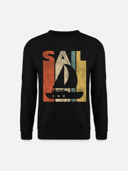 Sail Sailboat Vintage Retro - Unisex Pullover - Schwarz