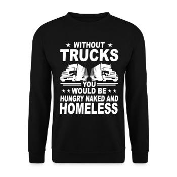 LKW Fernfahrer Lastwagen Lastkraftwagen LKW-Fahrer - Unisex Pullover - Schwarz - Vorne - Alina (178cm) & Michal (187cm)