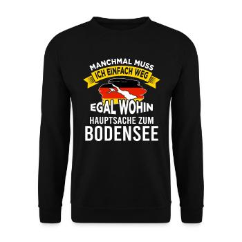 Bodensee Boot Segeln Camping See - Unisex Pullover - Schwarz - Vorne - Alina (178cm) & Michal (187cm)