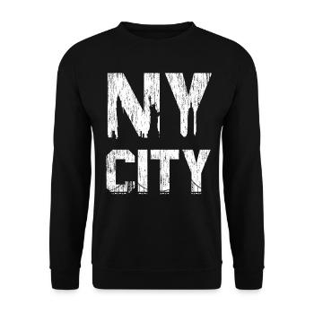 NY City New York - Unisex Sweatshirt - black - Front - Alina (178cm) & Michal (187cm)