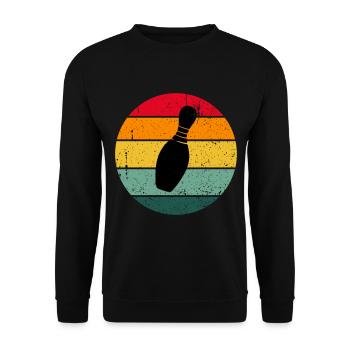 Vintage Retro Bowling Kegeln Sport Freizeit - Unisex Pullover - Schwarz - Vorne - Alina (178cm) & Michal (187cm)