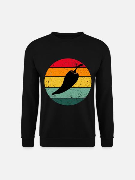 Vintage Retro Chilli Scharf Geschenk Chili - Unisex Pullover - Schwarz