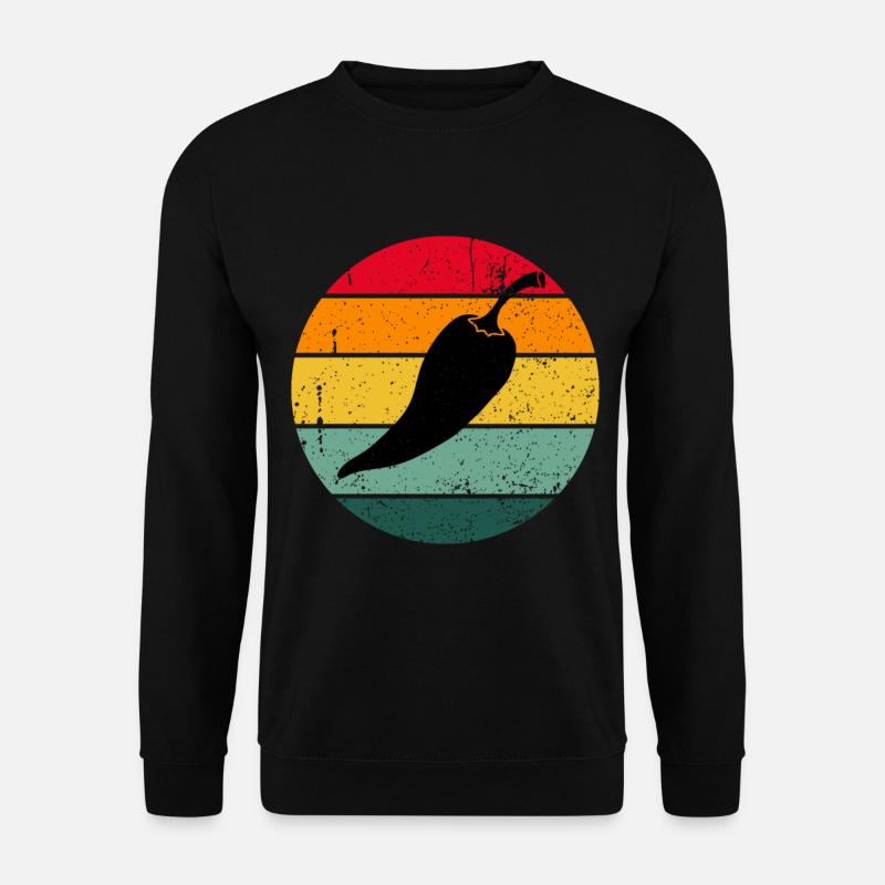 Vintage Retro Chilli Scharf Geschenk Chili - Unisex Pullover - Schwarz